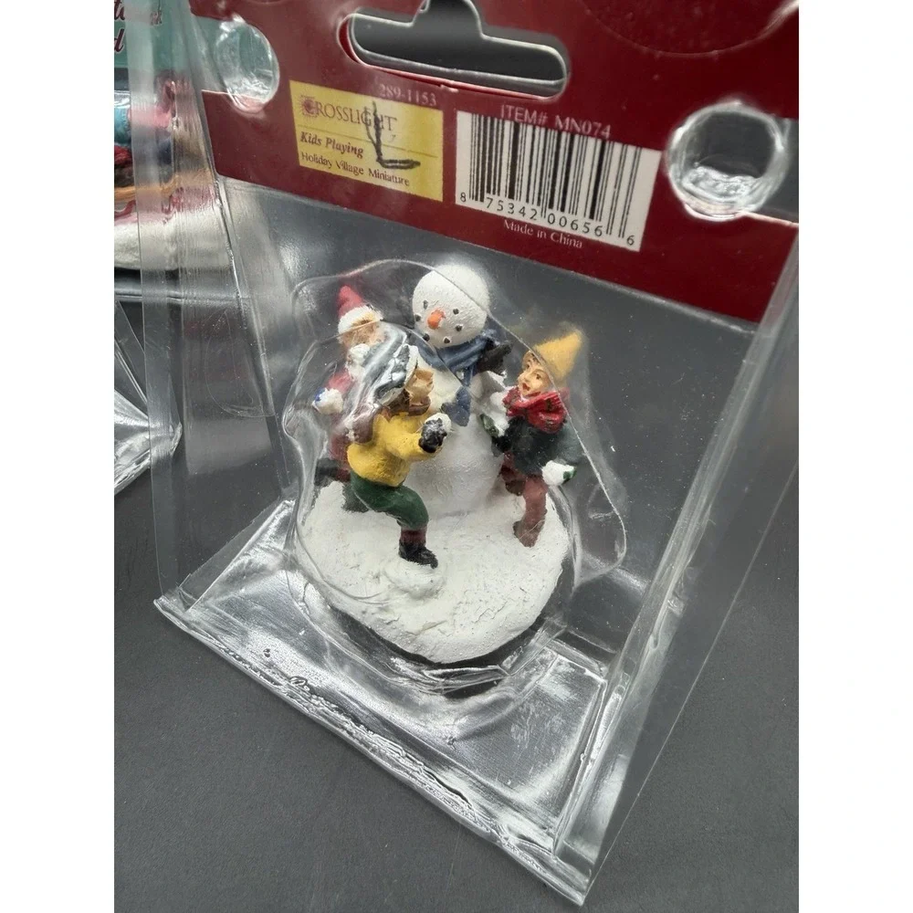 Lot 4 Christmas Figurines Village Collection FG Square Santa Snowman Dog House